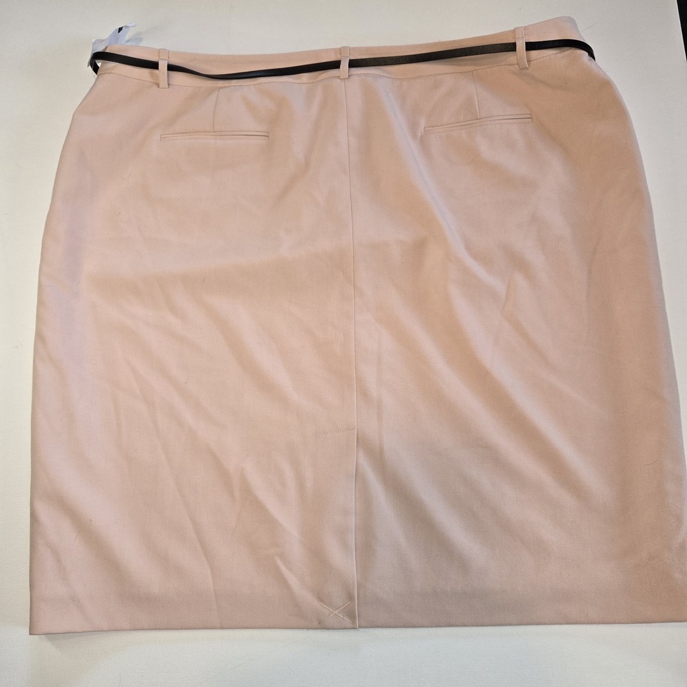 Calvin Klein Blush Pencil Skirt with Dark Brown Thin Belt Size 24W - Picture 2 of 10